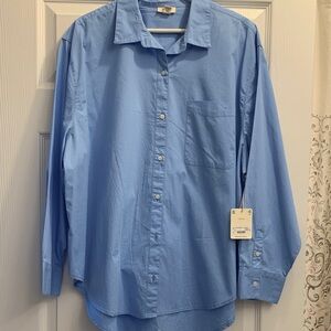 a.n.a Women's Light Blue Button Down Shirt